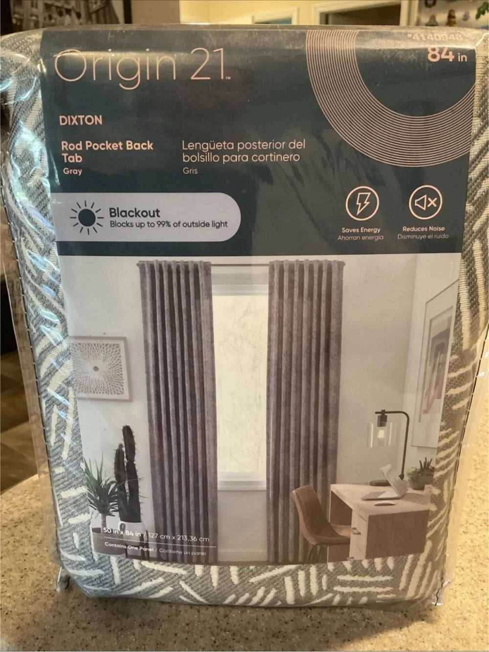 Origin 21 DIXTON 50x84” Gray Linen Room Darkening Rod Pocket Curtain Panel NIP